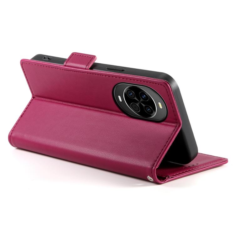 Funda magnética de cuero esmerilado con hebilla lateral para Huawei Nova 14 (rojo vino)