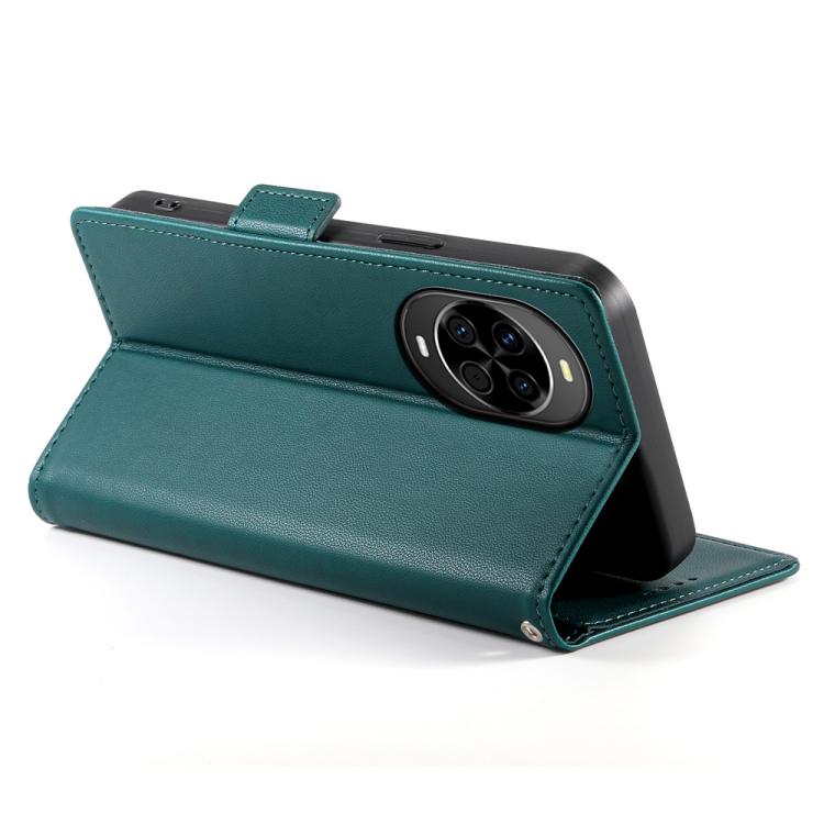 Funda de cuero esmerilado con hebilla lateral magnética para Huawei Nova 14 (verde oscuro)