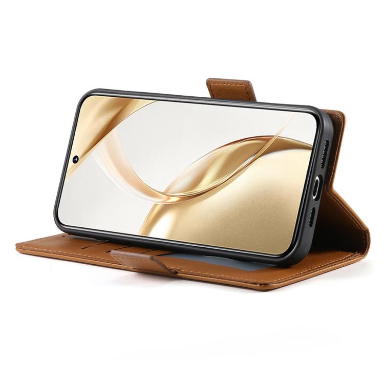 Funda de cuero esmerilado con hebilla lateral magnética para Huawei Nova 14 (marrón)