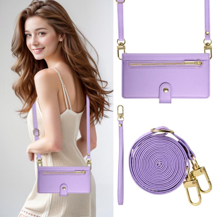 Funda de cuero con nueve ranuras para tarjetas y cremallera para Huawei nova 14 Ultra (morado)