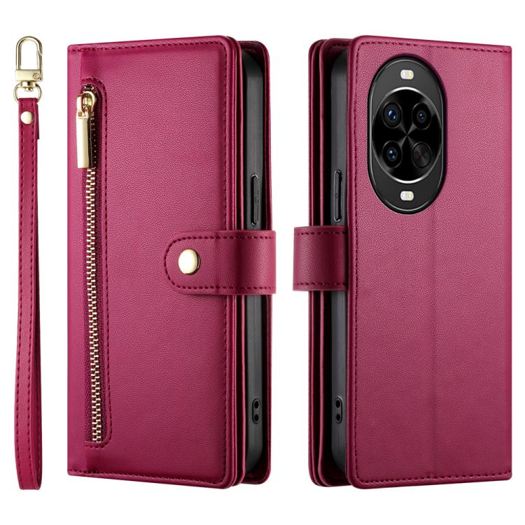 Funda de cuero con cremallera y ranuras para tarjetas para Huawei nova 14 Pro (rojo)