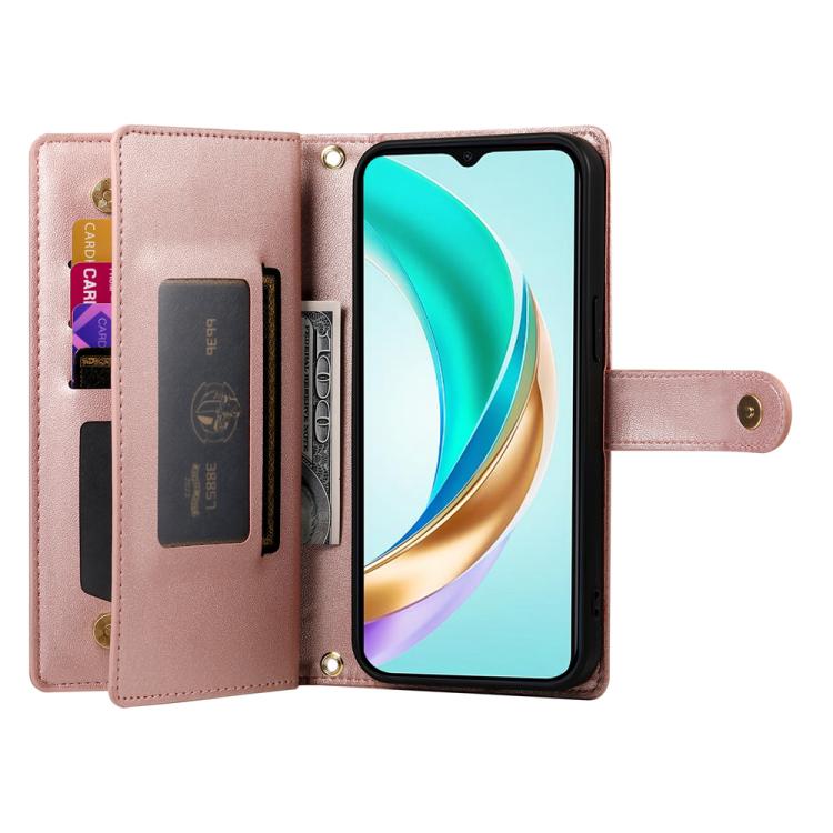 Funda de cuero con cremallera y ranuras para tarjetas para Huawei nova 14 Pro (rosa)