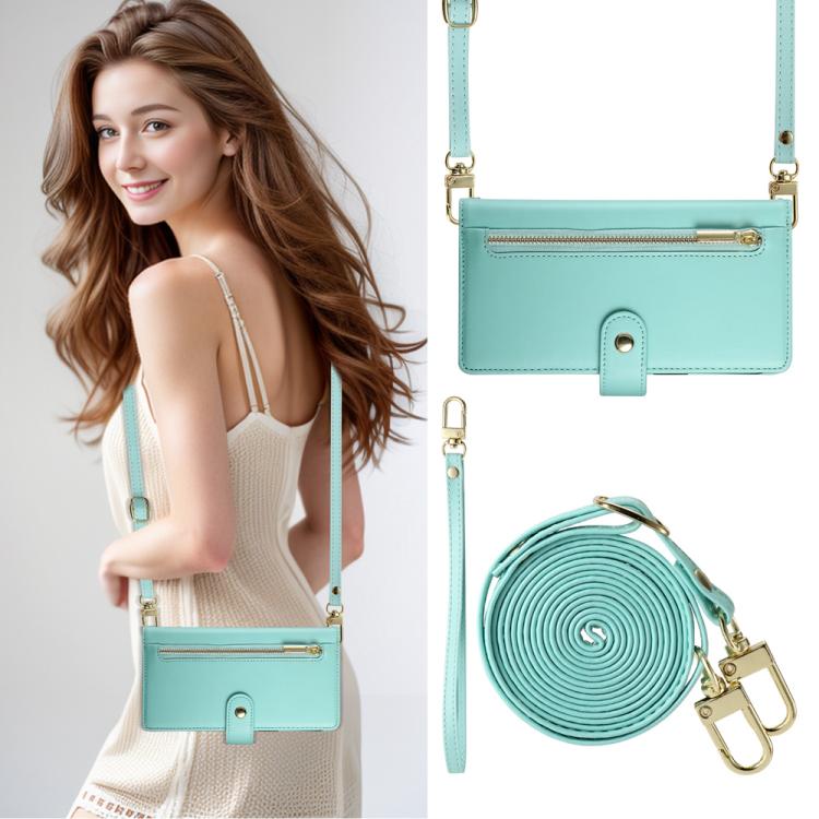 Funda de cuero con nueve ranuras para tarjetas y cremallera para Huawei nova 14 Pro (verde menta)