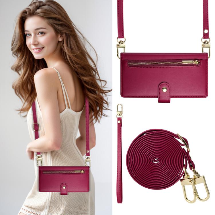 Funda de cuero con cremallera y ranuras para tarjetas para Huawei Nova 14 (rojo)