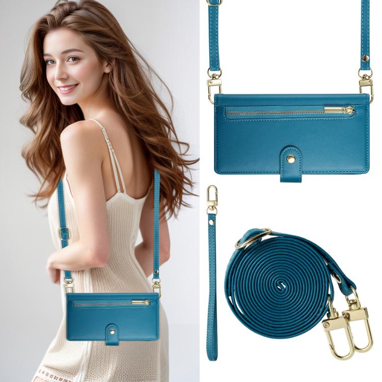 Funda de cuero con cremallera y ranuras para tarjetas para Huawei Nova 14 (azul)