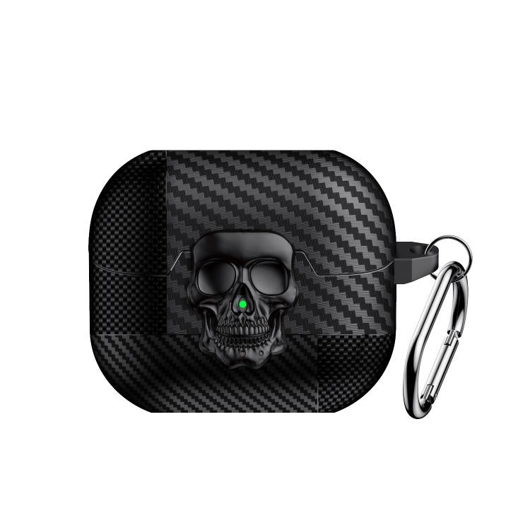 Funda Protectora para Auriculares Bluetooth Samsung Galaxy Buds3 Pro con Fibra de Carbono y Cierre de Calavera (Negro)