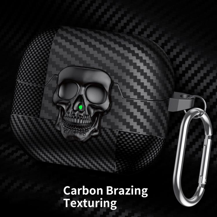 Funda Protectora para Auriculares Bluetooth Samsung Galaxy Buds3 Pro con Fibra de Carbono y Cierre de Calavera (Negro)