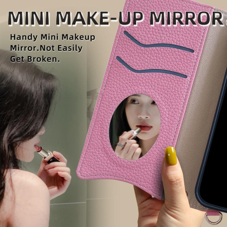 Funda de Piel de Lichi con Diseño de Cola de Pez y Cadena Cruzada para iPhone 13 Pro (Marrón)