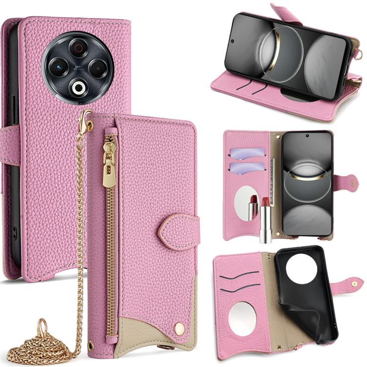 Funda de Cuero con Cadena Cruzada y Diseño Cola de Pez para Tecno Spark 30 4G (Rosa)