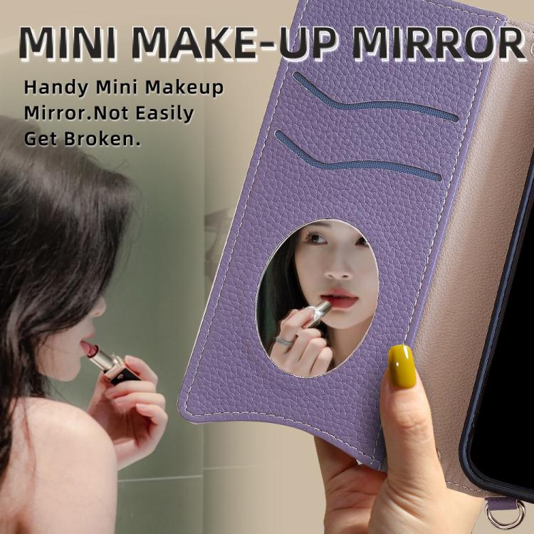 Funda de Cuero con Cadena Cruzada y Diseño Cola de Pez para Tecno Spark 30 4G (Morado)