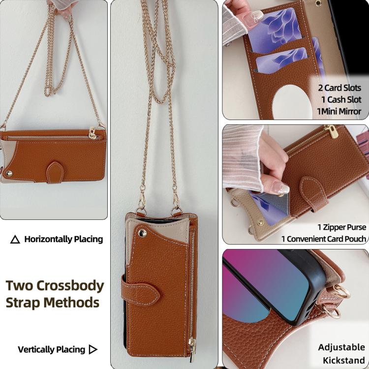 Funda de Cuero con Cadena Cruzada para Tecno Spark 30 5G y Pova 6 Neo 5G (Marrón)