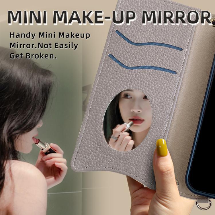 Funda de Cuero Tipo Lichi con Forma de Cola de Pez y Cadena Cruzada para Huawei Pura 70 (Gris)