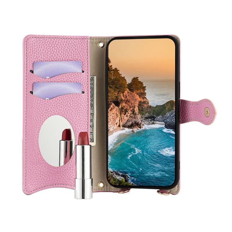 Funda de Cuero para OnePlus Ace 3 Pro con Cadena Cruzada y Diseño Cola de Pez (Rosa)