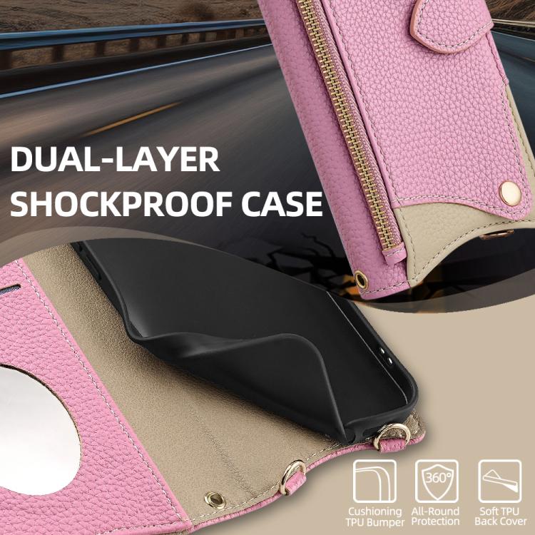 Funda de Cuero para OnePlus Ace 3 Pro con Cadena Cruzada y Diseño Cola de Pez (Rosa)