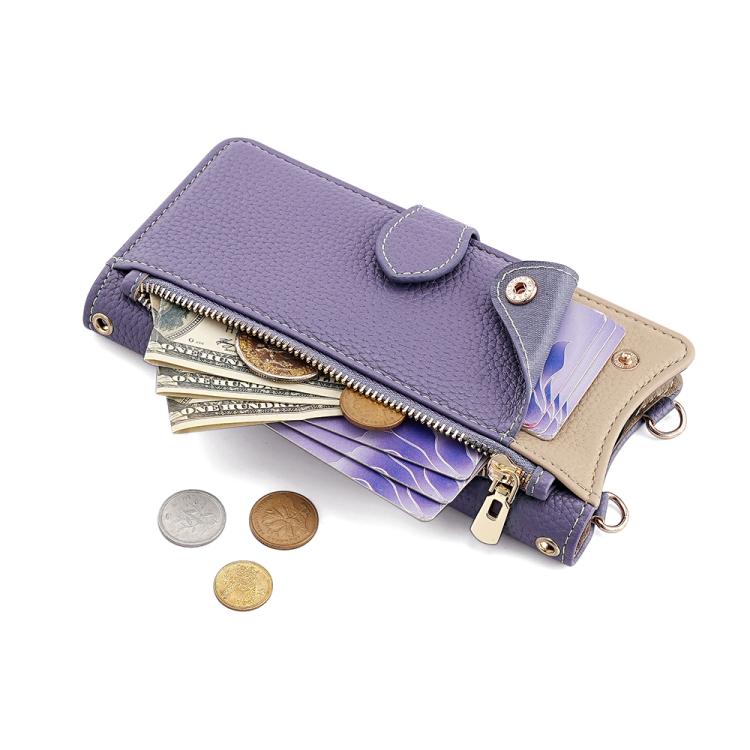 Funda de Cuero Tipo Lichi con Diseño de Cola de Pez y Cadena Cruzada para OnePlus Nord N200 5G (Morado)