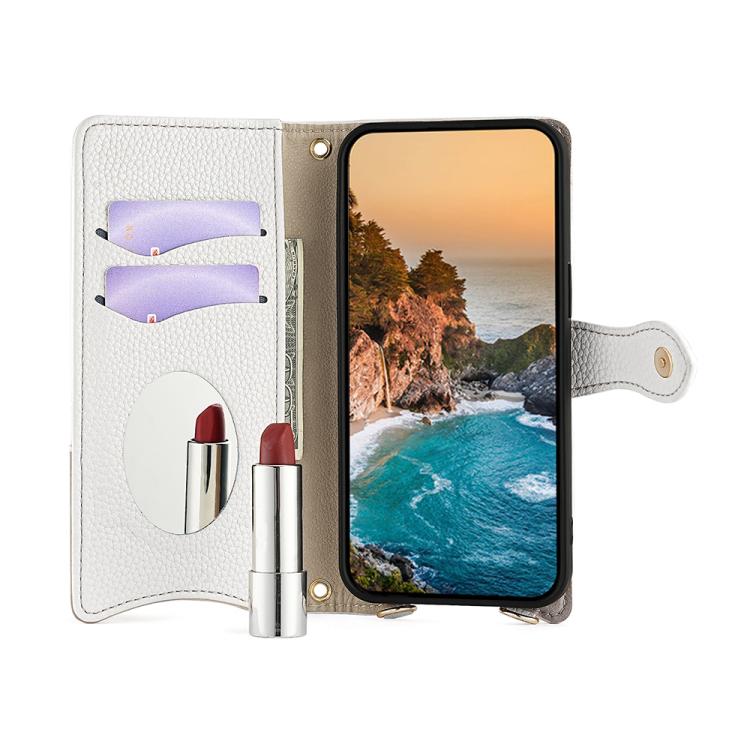 Funda Cuero Tipo Lichi OnePlus Nord N200 5G Diseño Cola de Pez Cadena Cruzada (Blanca)