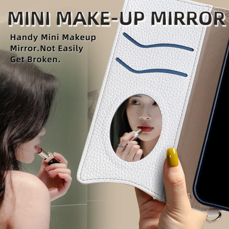 Funda de cuero con diseño de lichi y cadena cruzada para Redmi Note 14S 4G (blanco)