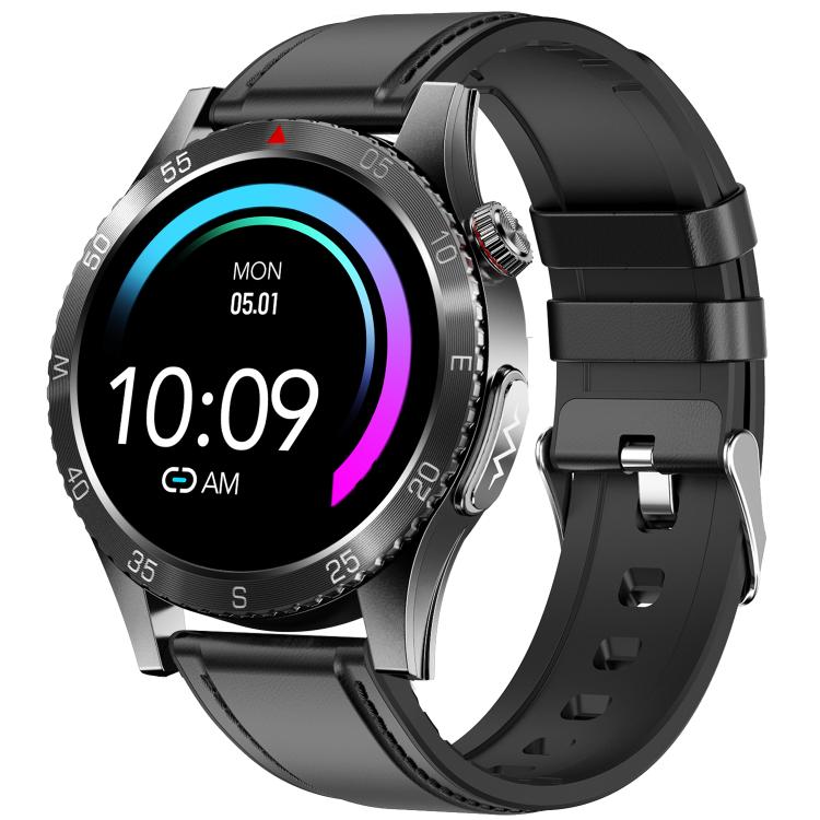 Reloj Inteligente H9 con Correa de Cuero 1,43 Pulgadas ECG Llamadas Bluetooth Asistente de Voz (Negro)