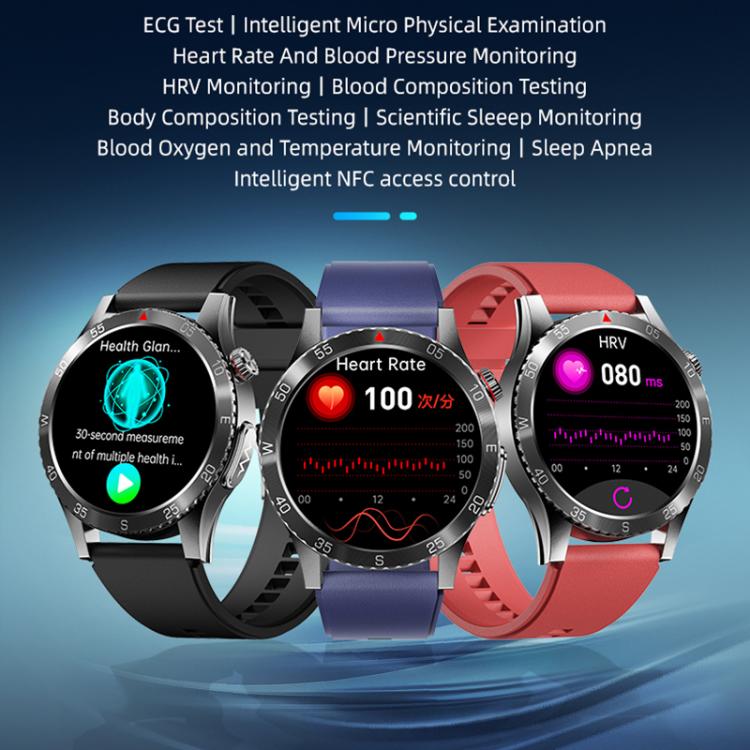 Reloj Inteligente H9 con Correa de Cuero, Pantalla 1,43", ECG, Llamadas Bluetooth, Asistente de Voz (Marrón)