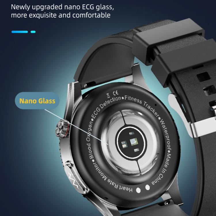Reloj Inteligente H9 con Correa de Cuero 1,43 Pulgadas ECG Llamadas Bluetooth Asistente de Voz (Negro)