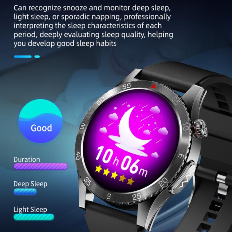 Reloj Inteligente H9 con Correa de Cuero 1,43 Pulgadas ECG Llamadas Bluetooth Asistente de Voz (Negro)