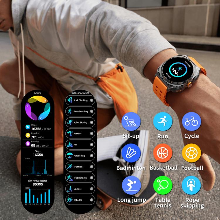 Reloj Inteligente Gt9/8 con Auriculares Bluetooth 2 en 1, Pantalla 1,53 Pulgadas, Resistente al Agua IP67, Monitor de Oxígeno (Negro y Naranja)