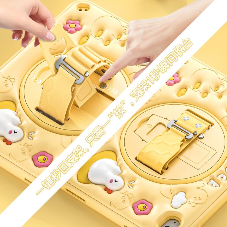 Funda Híbrida Silicona Soporte Giratorio para iPad 10.ª Generación (2022) 10,9 Pulgadas (Amarillo)