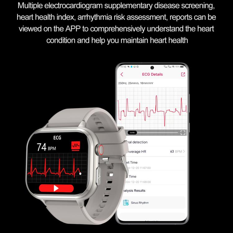 Reloj Inteligente Tk17 con Correa de Silicona y Pantalla Horizontal 1,91" Compatible con ECG (Gris)