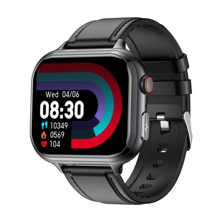 Reloj Inteligente Tk17 con Correa de Cuero y Pantalla Horizontal 1,91" (Negro)