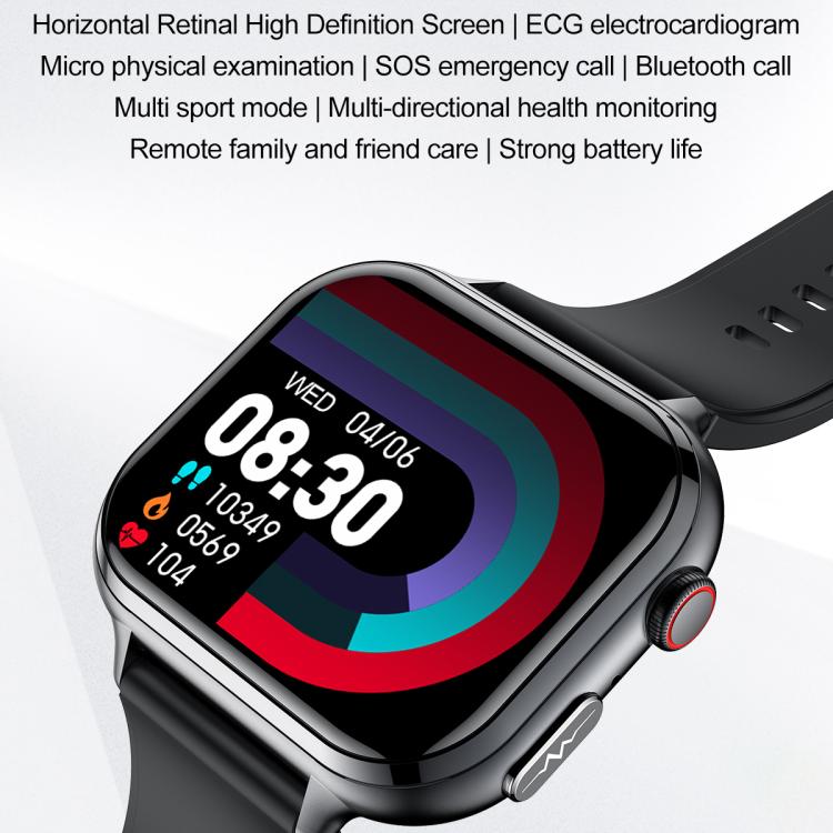 Reloj Inteligente Tk17 con Correa de Cuero y Pantalla Horizontal 1,91" (Negro)