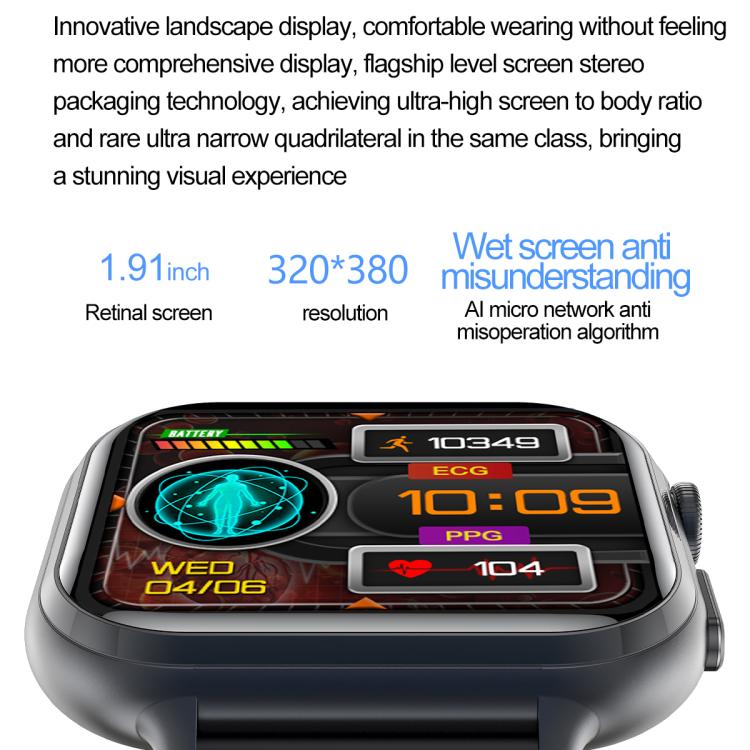 Reloj Inteligente Tk17 con Correa de Cuero y Pantalla Horizontal 1,91" (Negro)