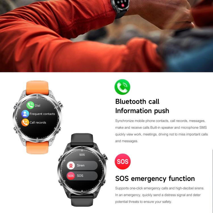 Reloj Inteligente Deportivo HD300 con Pantalla Amoled 1,43" y Correa de Silicona (Negro)