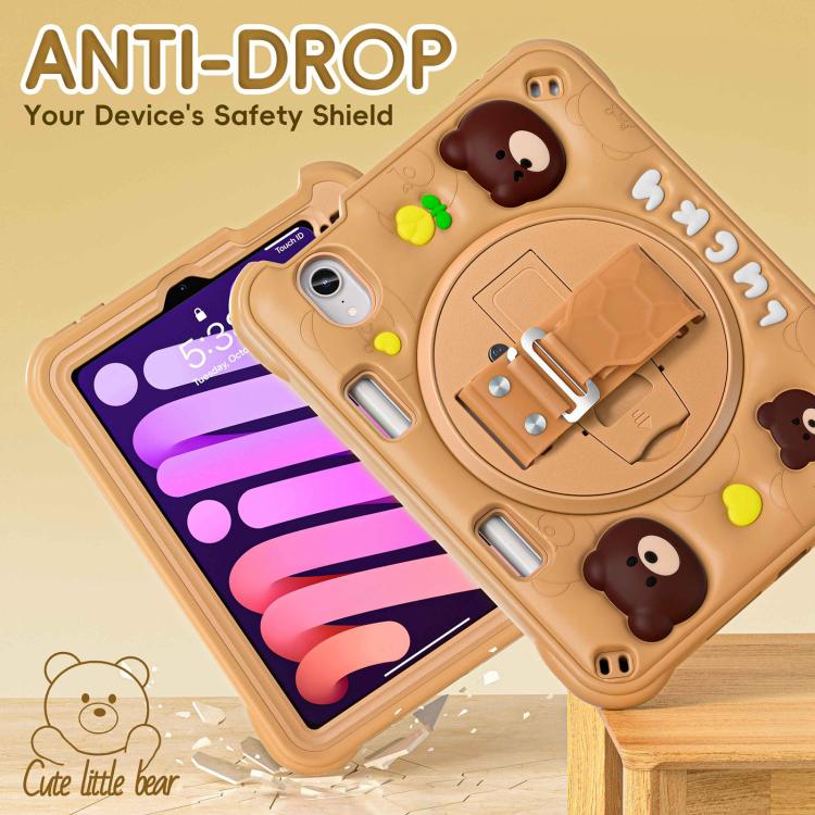 Funda híbrida Silicona con Soporte Giratorio para iPad Mini 2024/Mini 6 (Marrón)