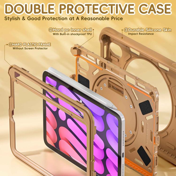 Funda híbrida Silicona con Soporte Giratorio para iPad Mini 2024/Mini 6 (Marrón)