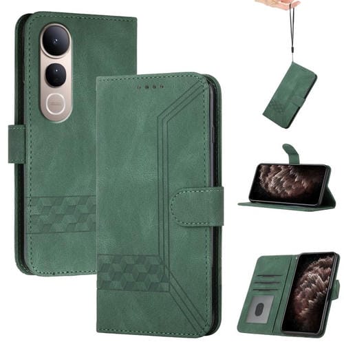 Funda de Cuero con Tapa Cúbica para Vivo V50 Lite 4G/5G (Verde)