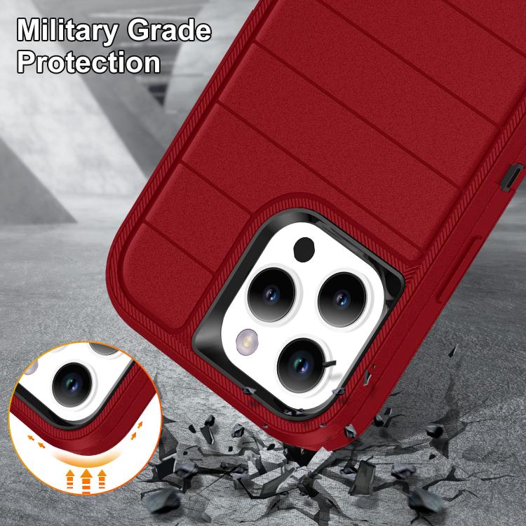 Funda de Silicona y PC Defender Gen2 para iPhone 16 Pro con Soporte (Rojo y Negro)
