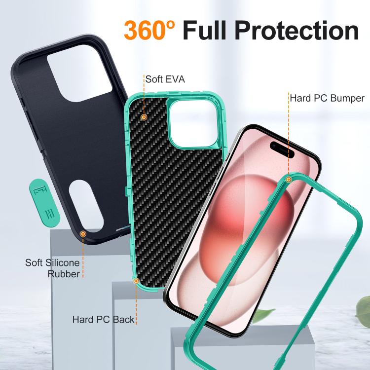 Funda Silicona y PC Resistente con Soporte para iPhone 16 Pro Defender Gen2 (Azul Oscuro y Cian)