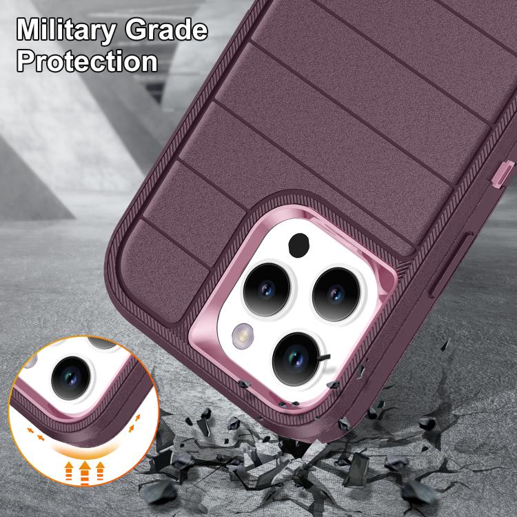 Funda de Silicona y PC Defender Gen2 para iPhone 16 Pro con Soporte (Morado y Rosa Claro)