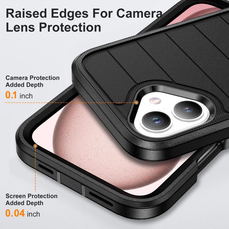 Funda de Silicona y PC Defender Gen2 para iPhone 16 Plus con Soporte (Negro)