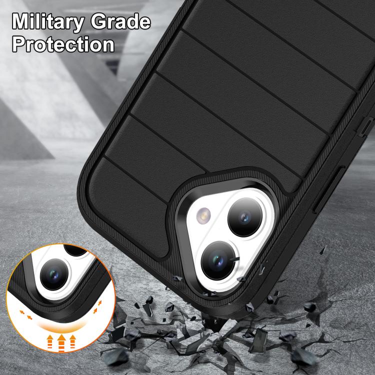 Funda de Silicona y PC Defender Gen2 para iPhone 16 Plus con Soporte (Negro)