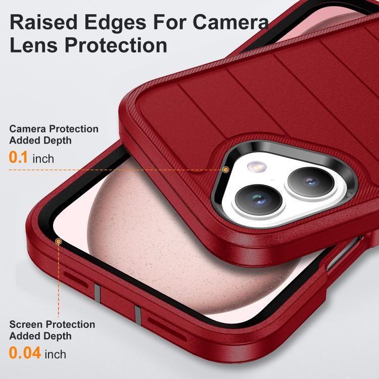 Funda de Silicona y PC Defender Gen2 para iPhone 16 Plus con Soporte (Rojo y Negro)