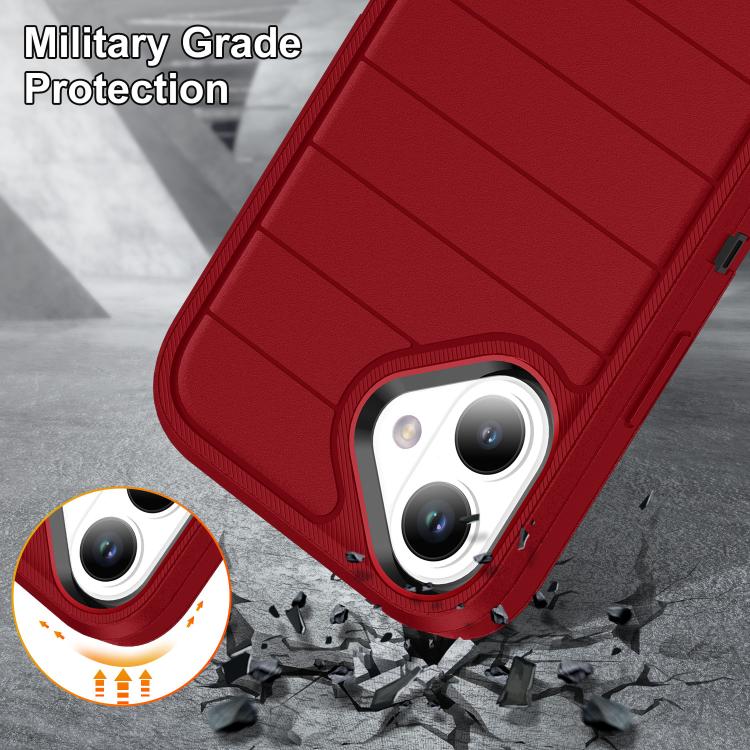 Funda de Silicona y PC Defender Gen2 para iPhone 16 Plus con Soporte (Rojo y Negro)