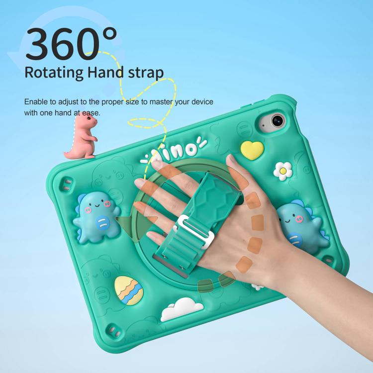Funda híbrida de silicona para iPad Mini 2024 Mini 6 con función atril y rotación (Verde)