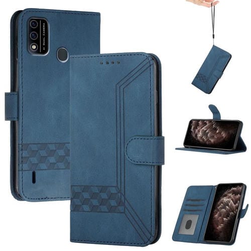 Funda de Cuero con Tapa y Tacto de Piel Cúbica para Teléfono Itel A48 (Azul)