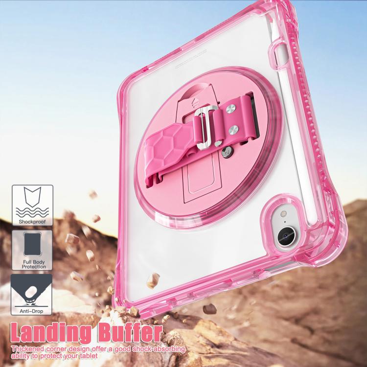 Funda Híbrida TPU para Tableta iPad Mini 2024 Mini 6 con Soporte Giratorio (Rosa Roja)