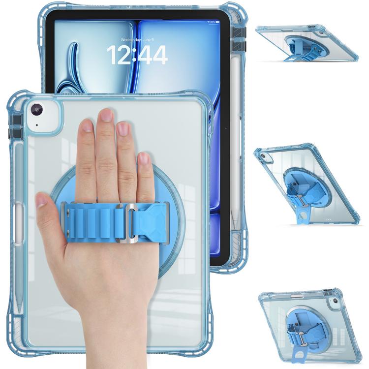 Funda híbrida TPU para iPad Air 11 (2025/2024) y Pro 11 (2022) con soporte giratorio (Azul Claro)