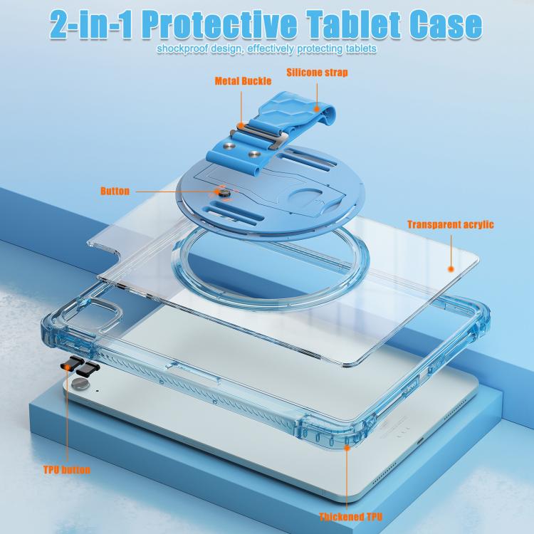 Funda híbrida TPU para iPad Air 11 (2025/2024) y Pro 11 (2022) con soporte giratorio (Azul Claro)