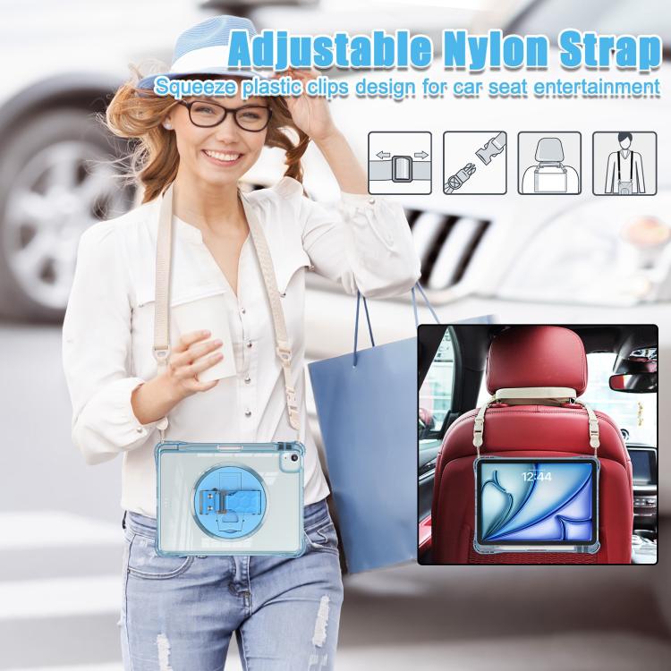Funda híbrida TPU para iPad Air 11 (2025/2024) y Pro 11 (2022) con soporte giratorio (Azul Claro)