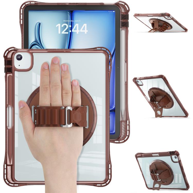 Funda híbrida TPU para iPad Air 11 (2025/2024) y Pro 11 (2022) con soporte giratorio y agarre (Chocolate)