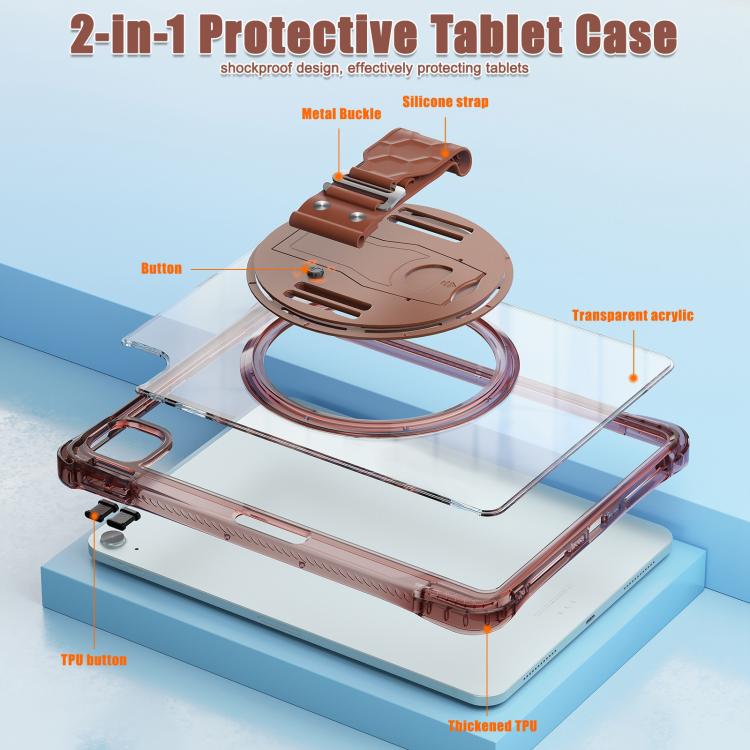 Funda híbrida TPU para iPad Air 11 (2025/2024) y Pro 11 (2022) con soporte giratorio y agarre (Chocolate)